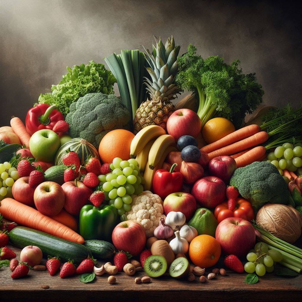 A collection of fruits and salads