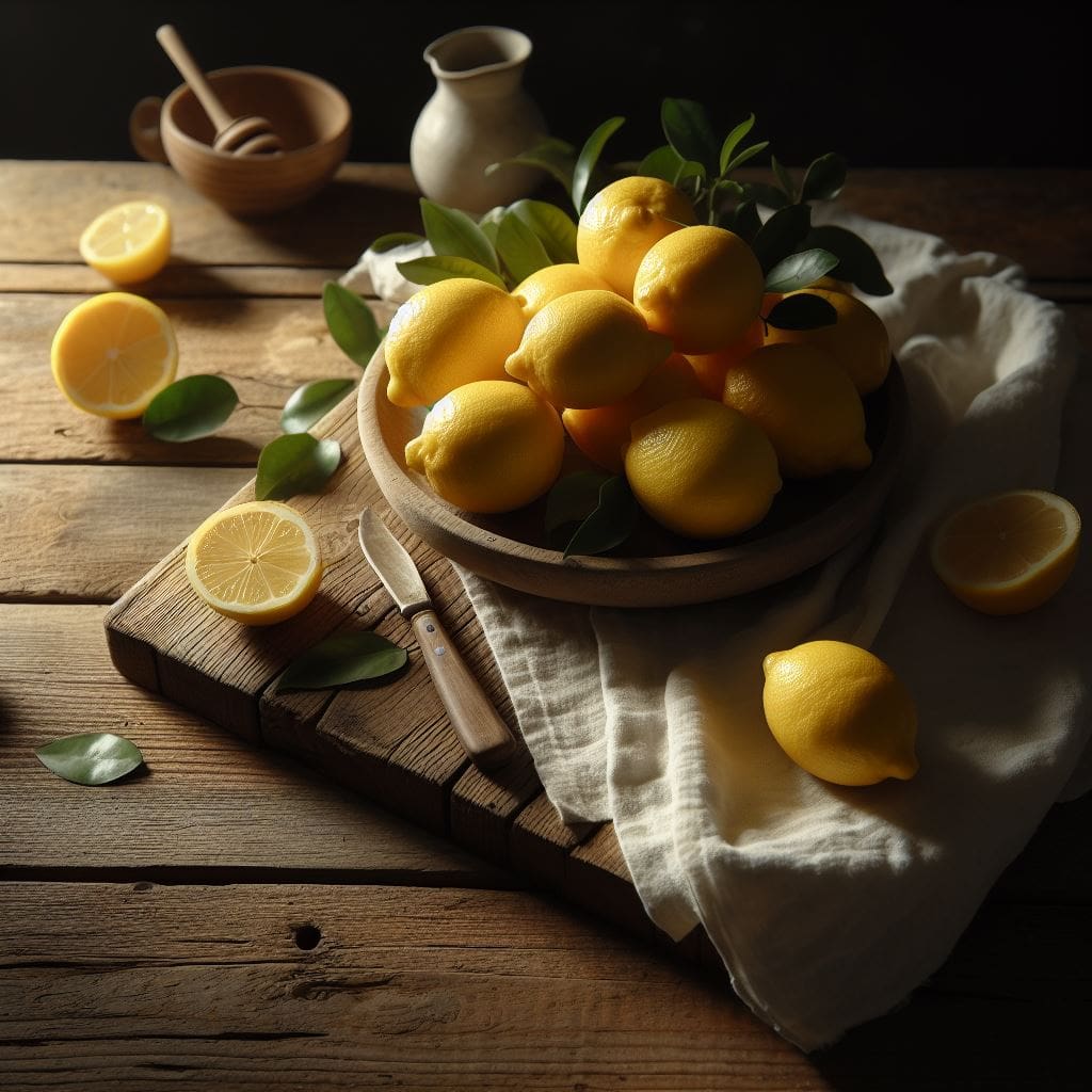 An Image showing a bowlful of Lemons