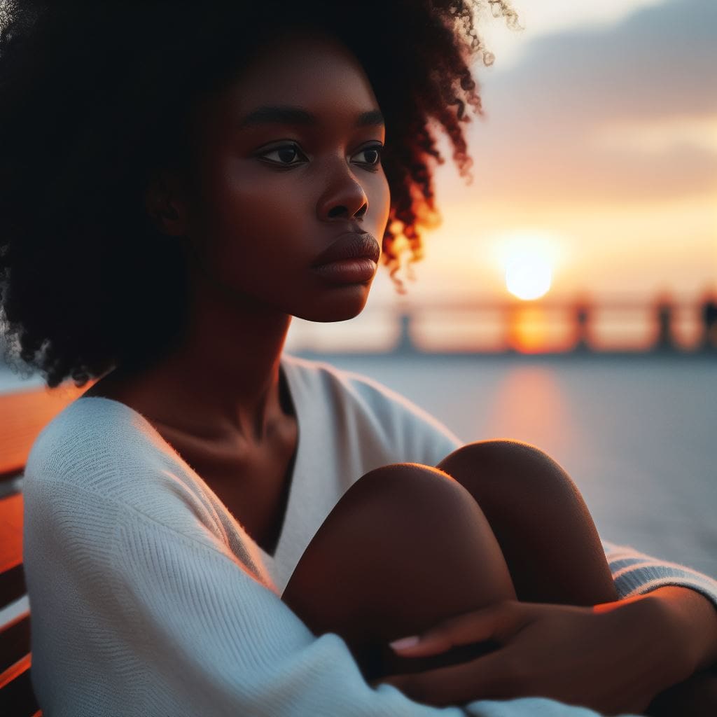 Loneliness. Image of a Black Woman