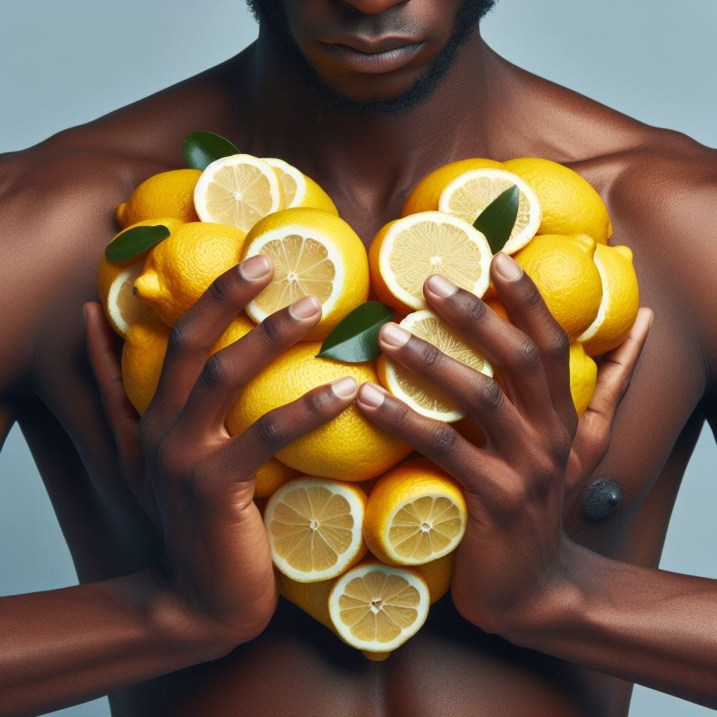 An-Image-of-an-African-man-holding-Lemons-to-form-the-shape-of-a-heart