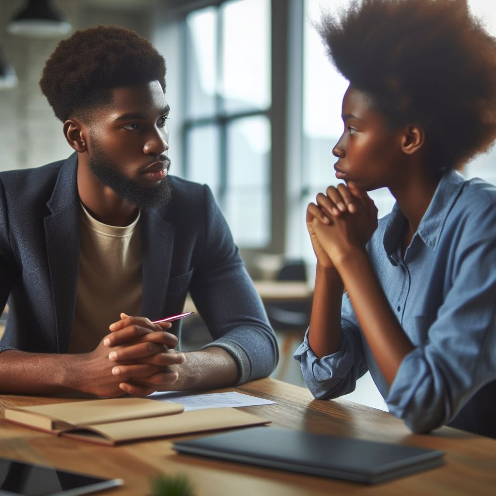 A-Black-person-communicating-with-her-colleague-in-an-office-an-example-of-Conflict-Resolution-at-workplace