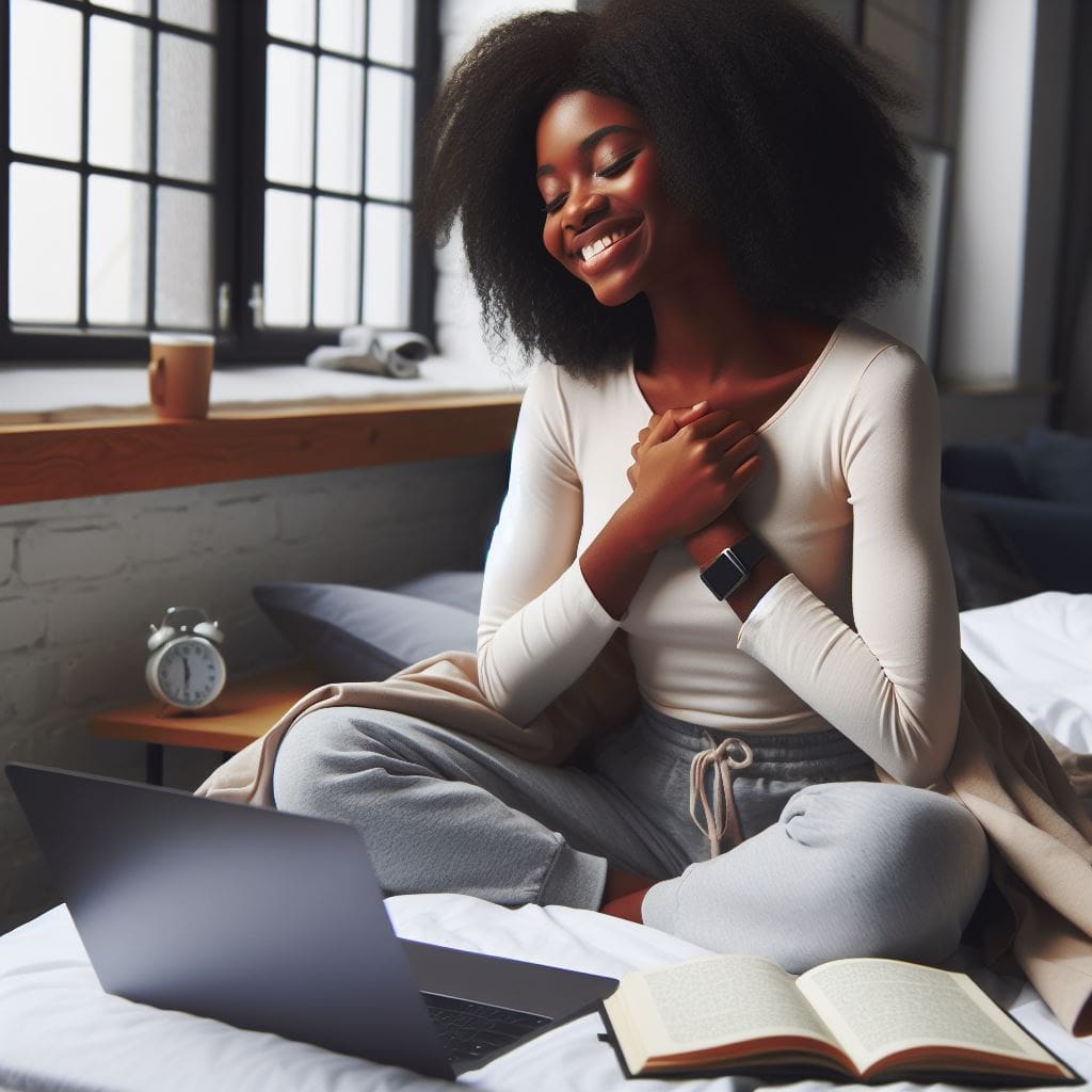 High-quality-image-of-a-Black-person-starting-her-day-with-positive-affirmations