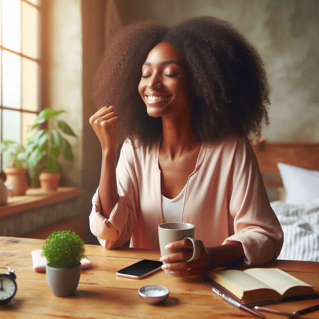 a-Black-person-starting-her-day-with-positive-affirmations