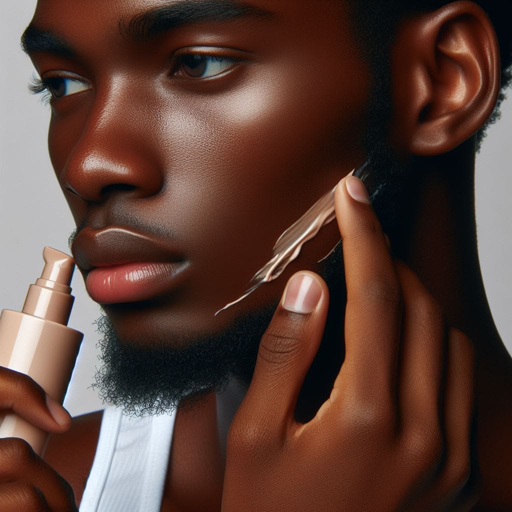 Image-of-a-black-man-showcasing-healthy-skin-by-using-skincare-products