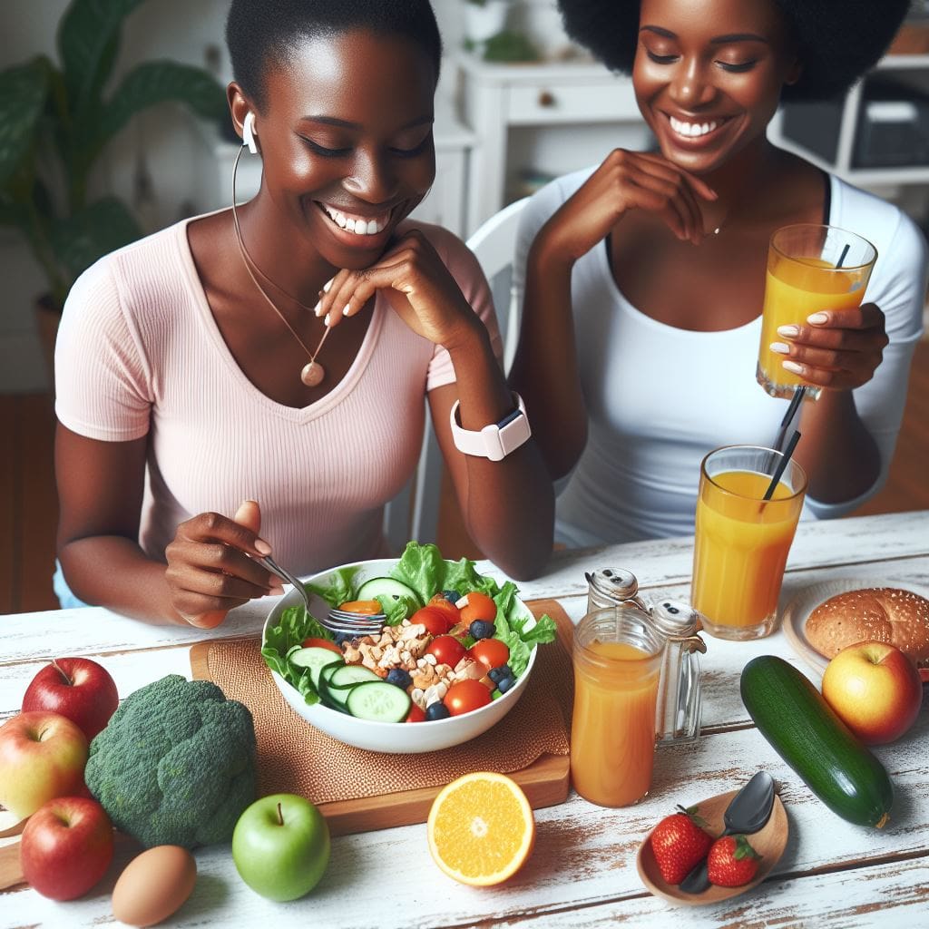 An image of a person practicing mindful eating, focusing on the present moment while enjoying a healthy and balanced meal.