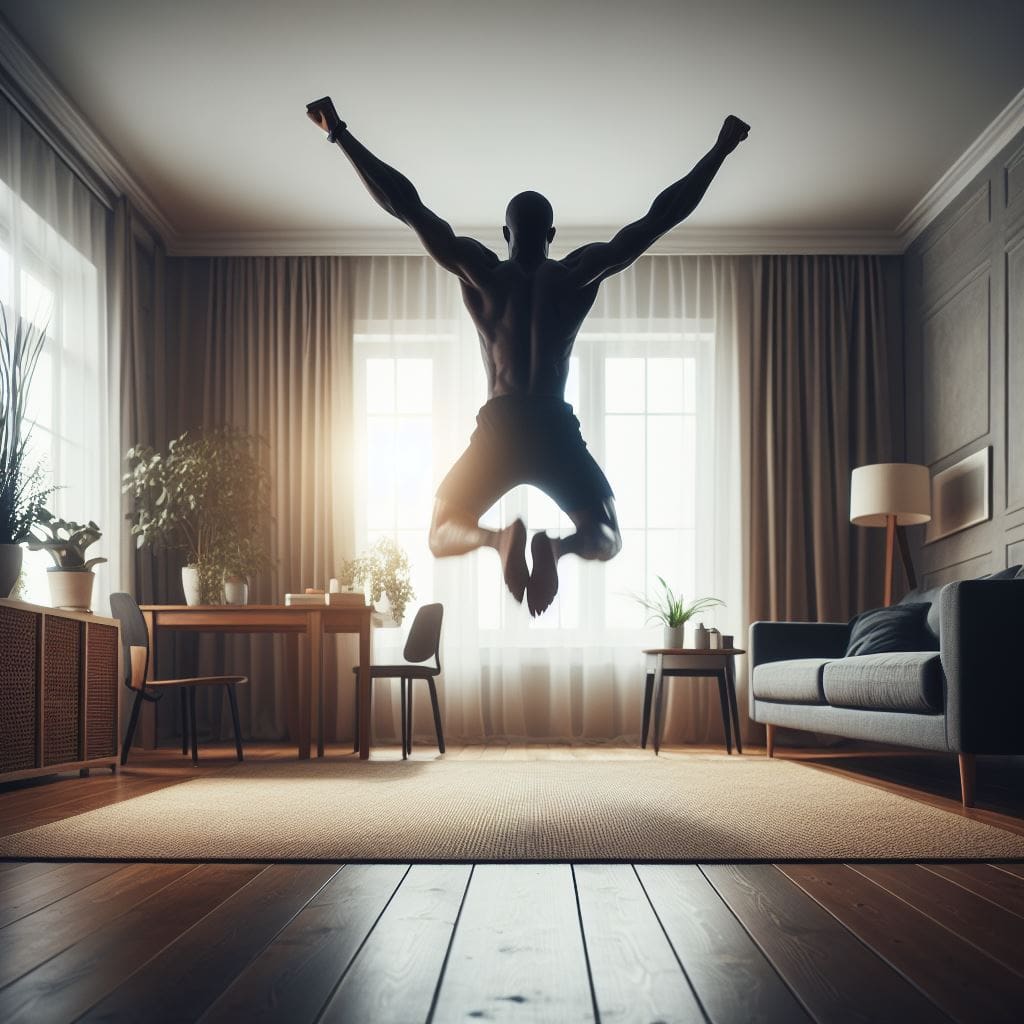 A-black-person-mid-jump-during-a-jumping-jack-in-the-home