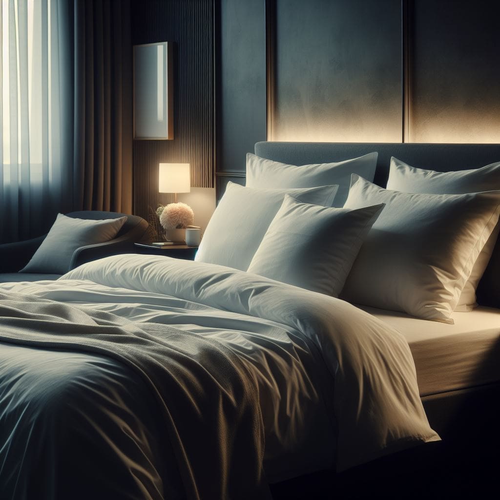 A-neatly-made-bed-in-a-dark-bedroom-with-soft-lighting.