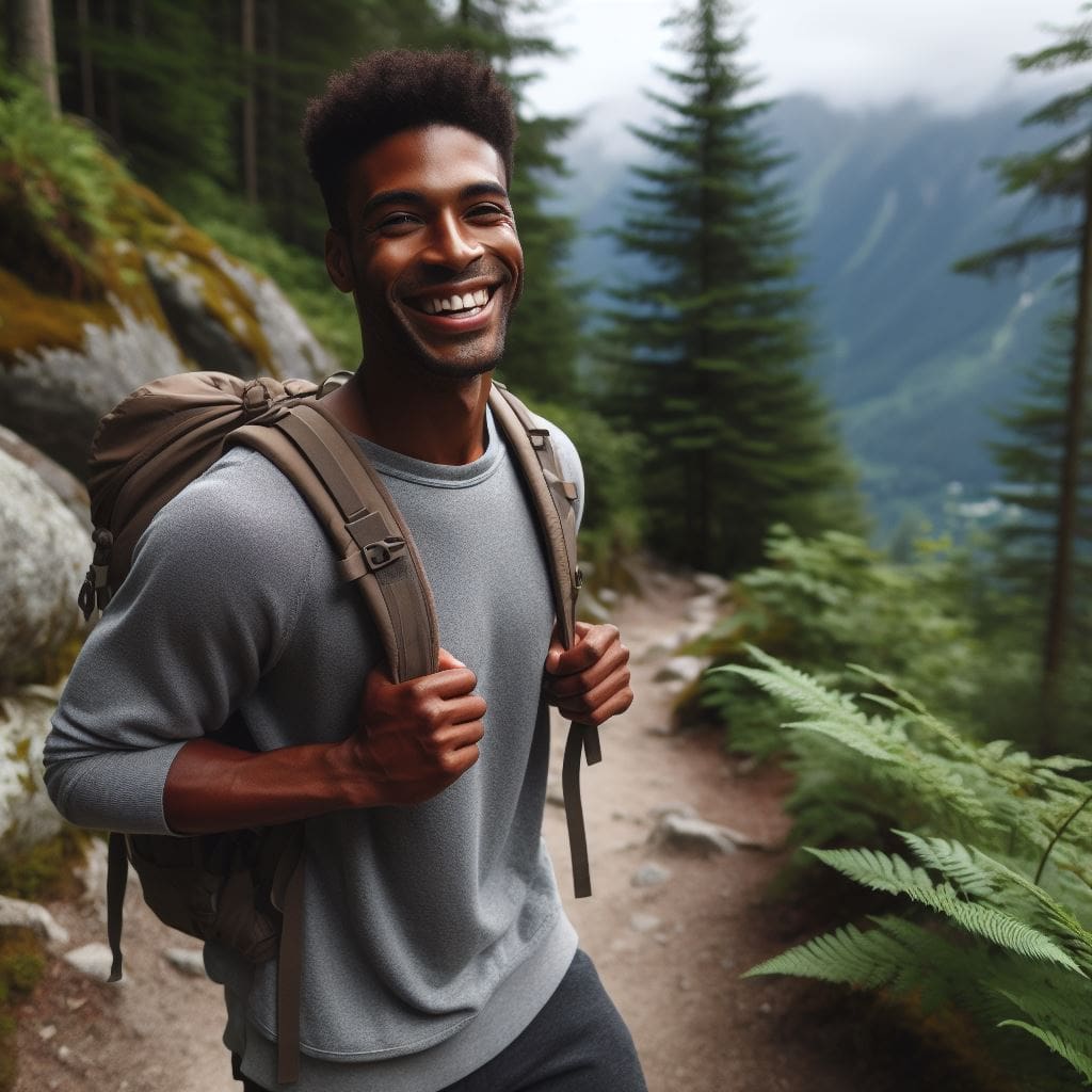 A man spending time in nature to reduce stress and support his testosterone levels.