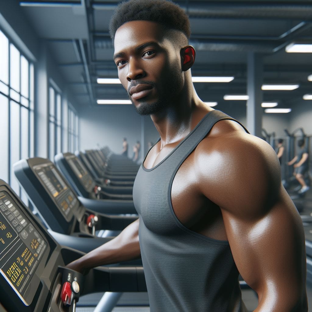 A black man exercising to boost his testosterone levels.
