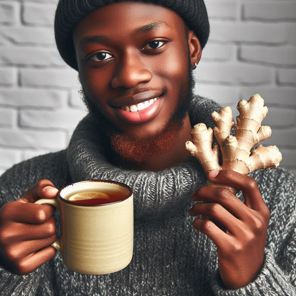 Person drinking ginger tea, a natural remedy for nausea associated with hangovers