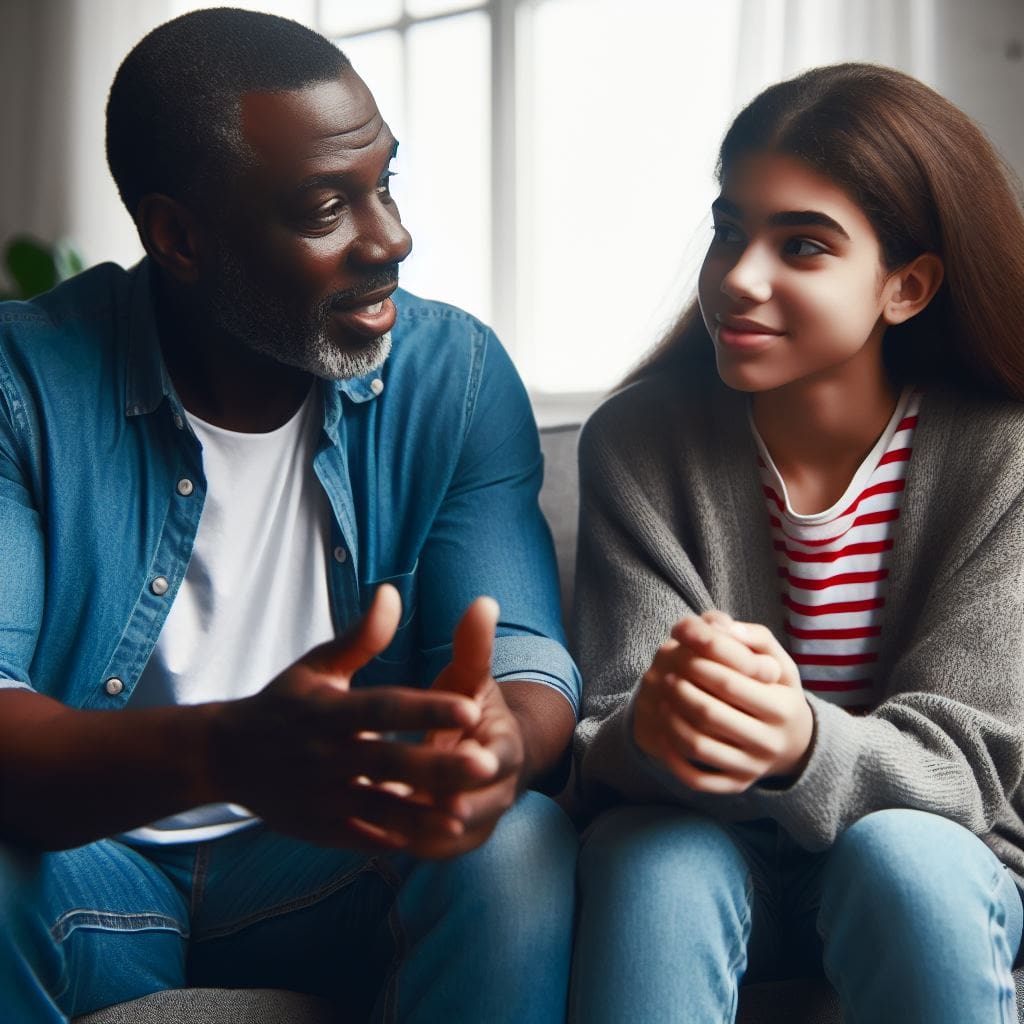 Open communication between a parent and teenager, which can be crucial for supporting mental health.