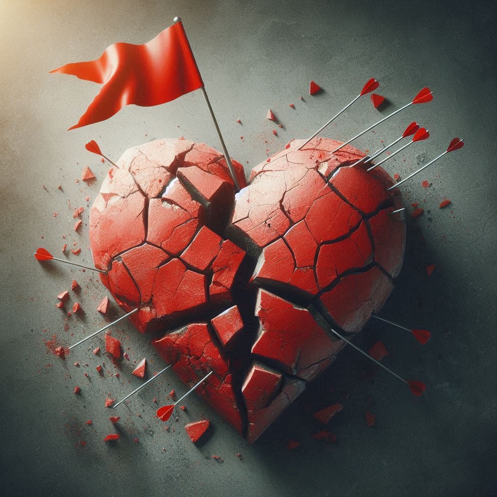 A heart broken through toxic behaviors in a relationship