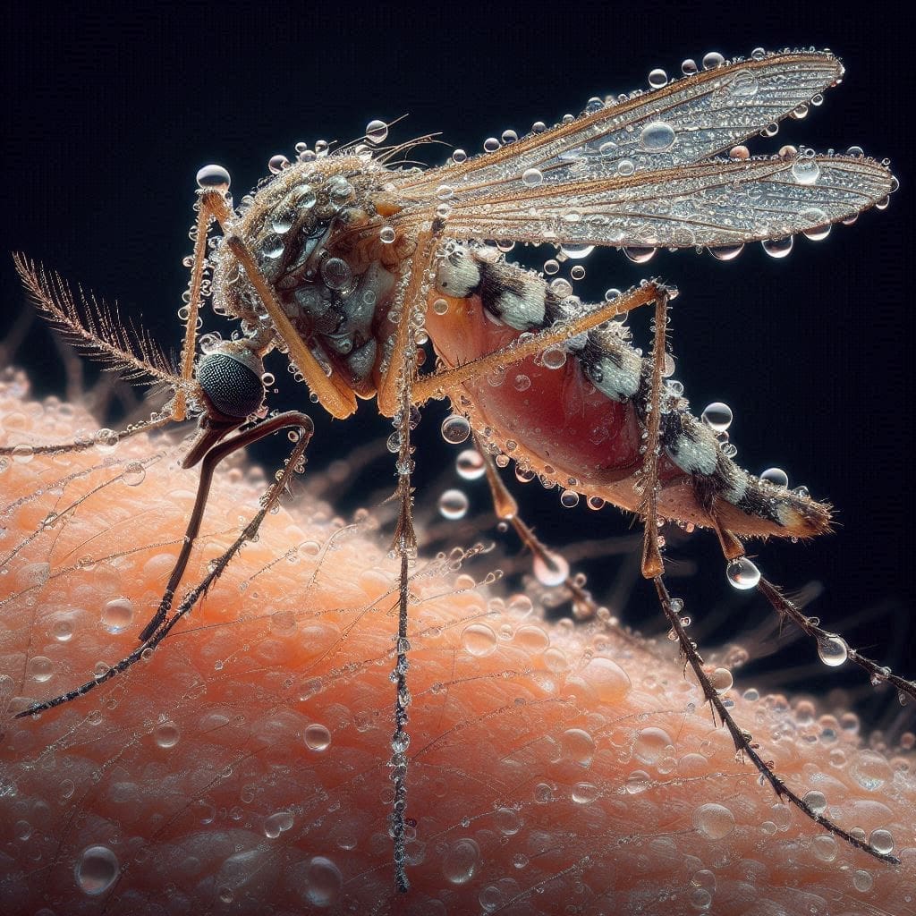 Close-up of an Anopheles mosquito, the primary vector for malaria transmission