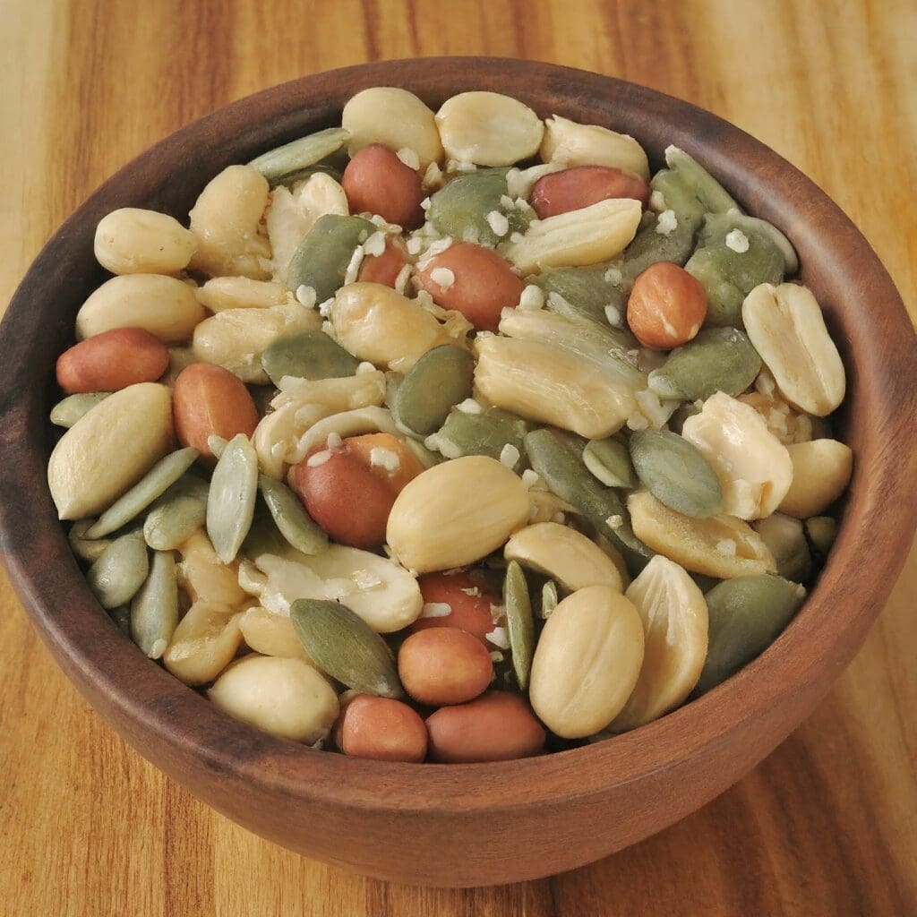 A collection of edible seeds and nuts 