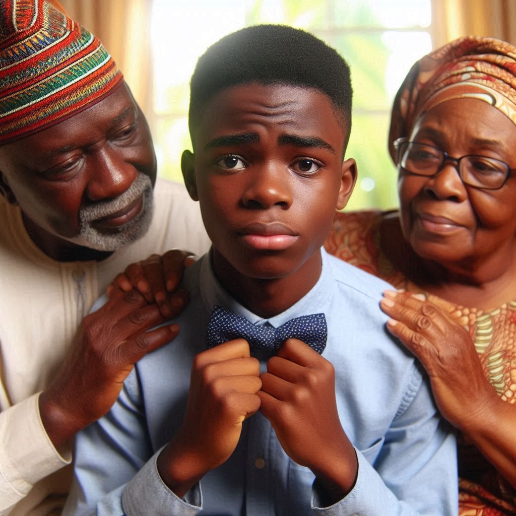 a Nigerian teenage boy being cared for by his parents- emotional well-being