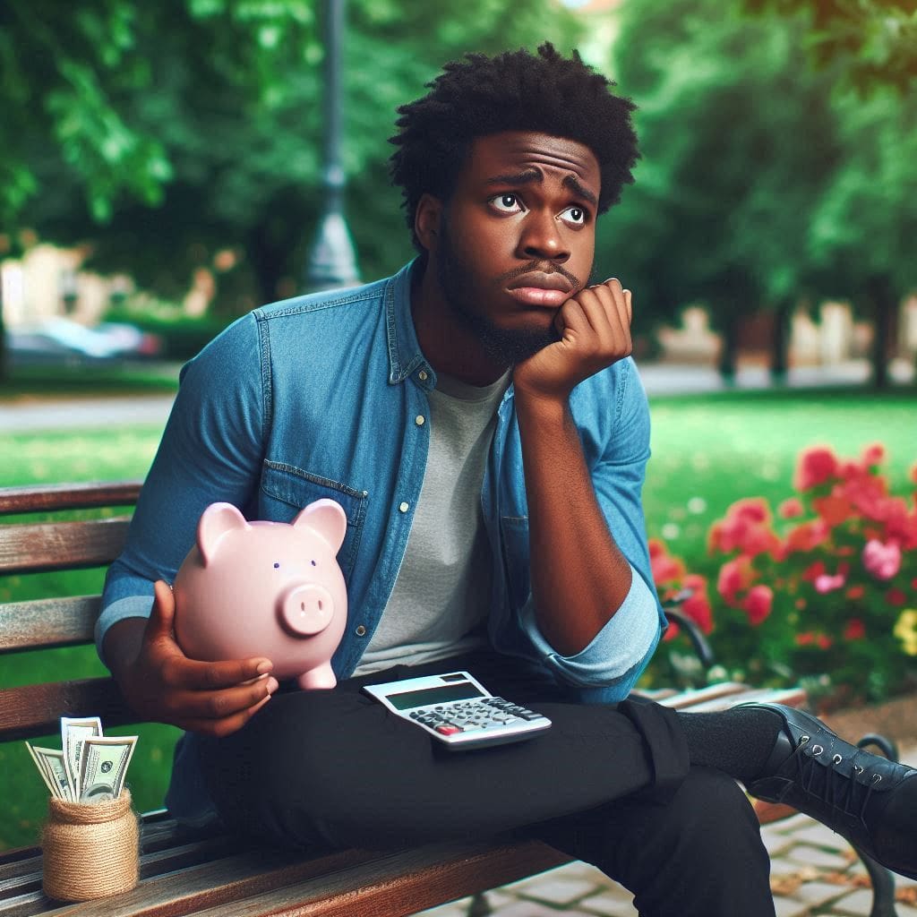 a young man worrying over how to balance finances and love life-relationship anxiety