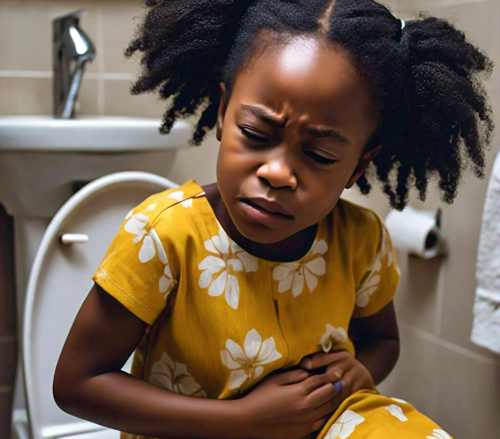 a young in the toilet having stomach upset-typhoid fever