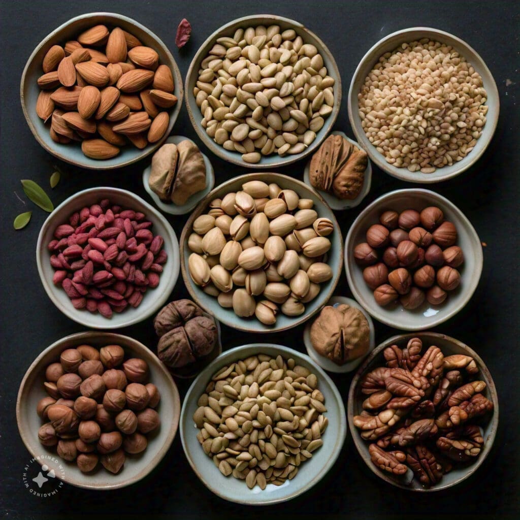 Iron-rich nuts and seeds like almonds and pumpkin seeds, boosting iron intake for vegetarians