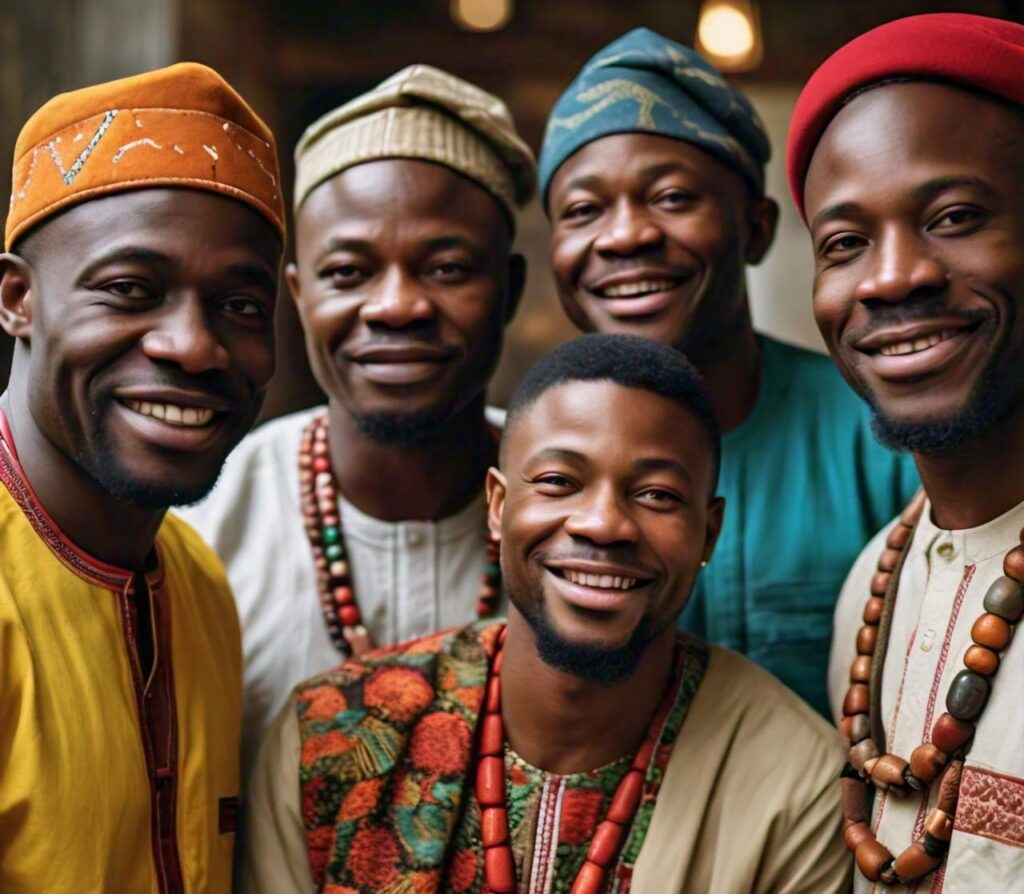 The Ultimate Strength in Male Vulnerability 1 A diverse group of men of different ethnic backgrounds, smiling and looking confident