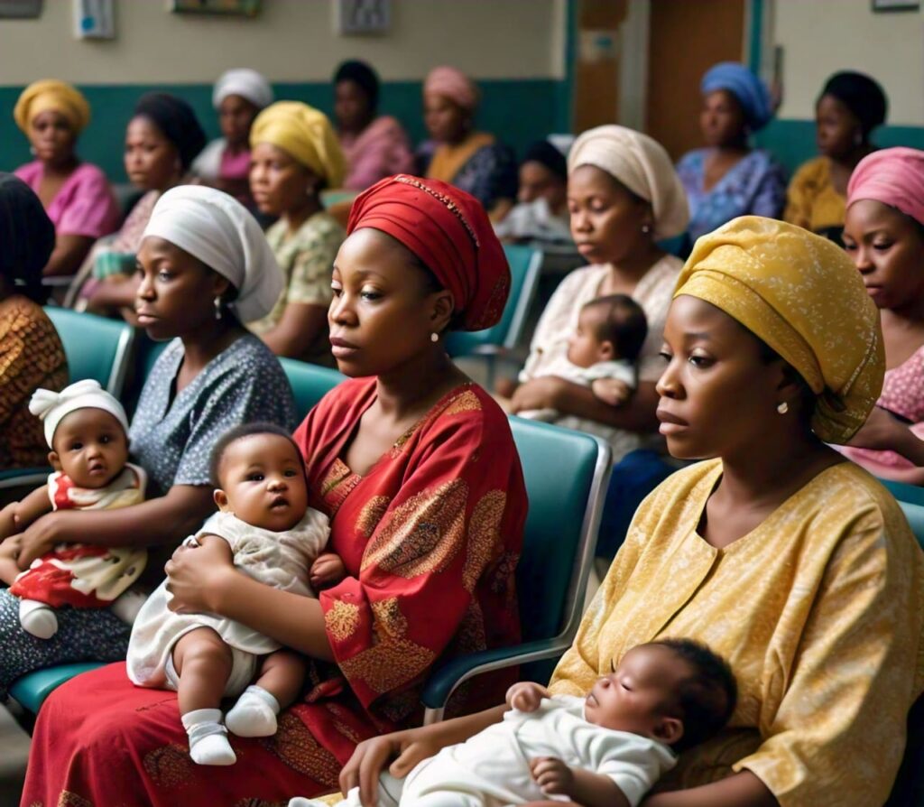 mothers sitting with their children in the hospital- immunization