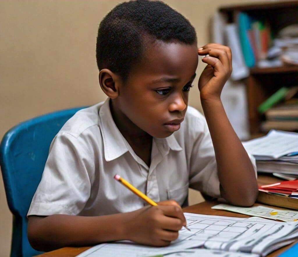 A_young_nigerian_child showing signs of learning disorder